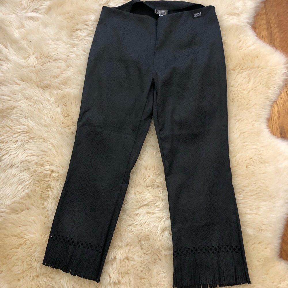 Vintage snakeskin Gianni Versace pants with fringe at ankle